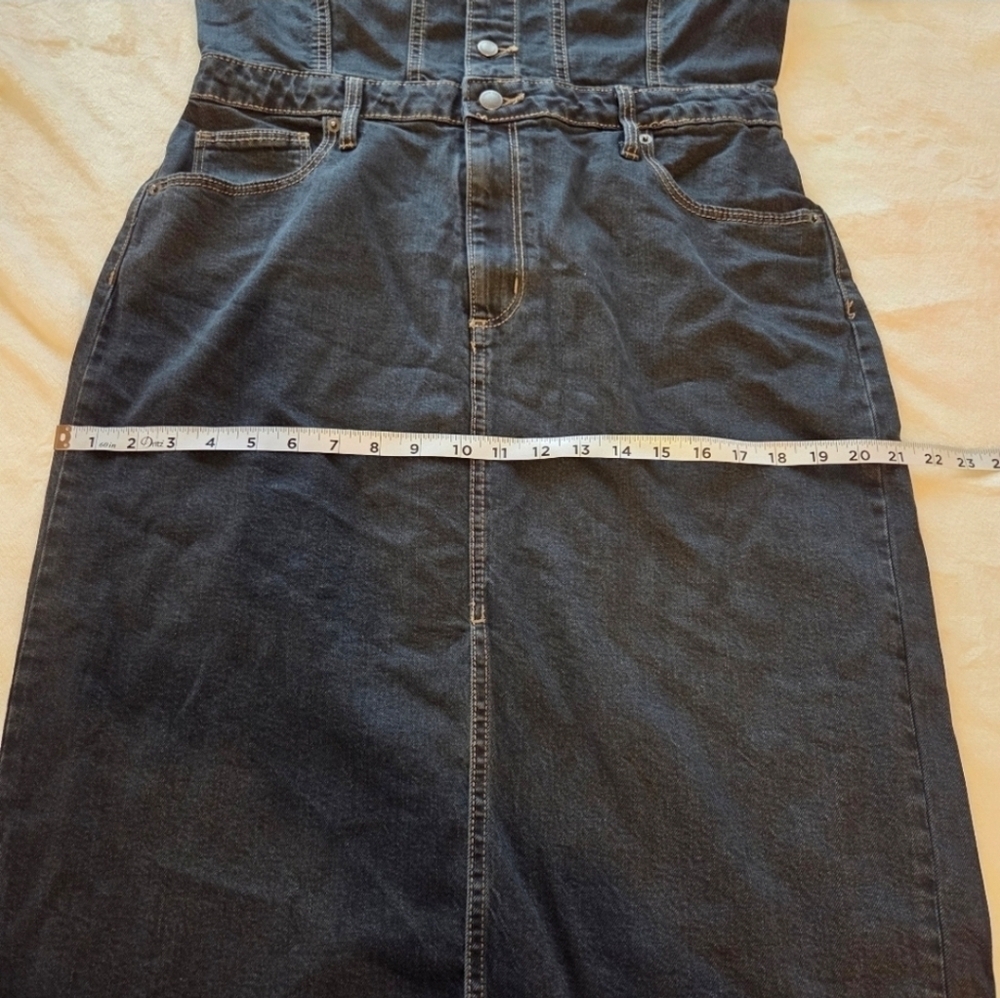 Denim Halter Midi Dress - Dark Wash - Women's Size 12 - New Streetwear Western - Picture 11 of 15